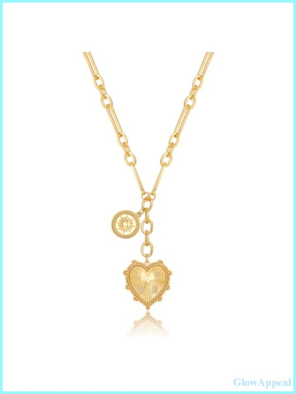 18K Gold Plated Lion Head Pendant Chunky Paperclip Choker Necklace